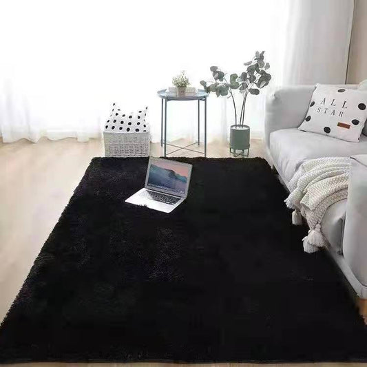 Area Rug Black Fluffy long hair plushy soft floor mat