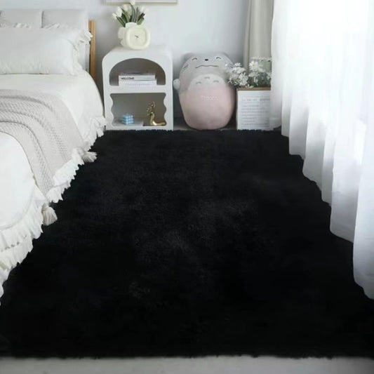 Area Rug Black Fluffy long hair plushy soft floor mat